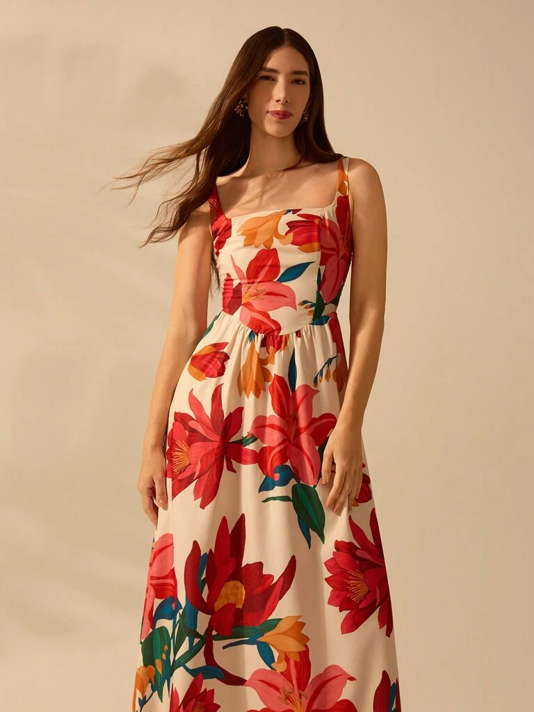 Vestido Estampa Floral Tropical Duce