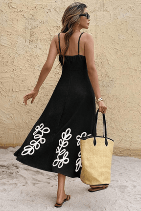 Vestido Lavie Bordada em Folhas Preto