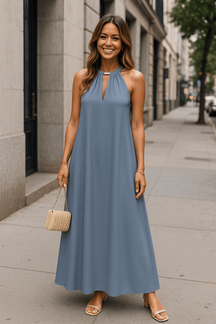 Vestido Longo Azul Milão