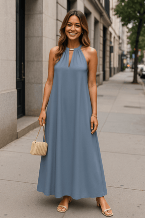 Vestido Longo Azul Milão