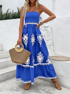 Vestido Longo Azul Smyrna