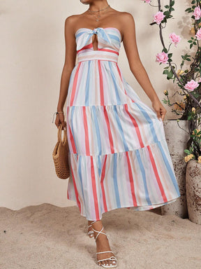 Vestido Longo Listrado Modelo Turquia