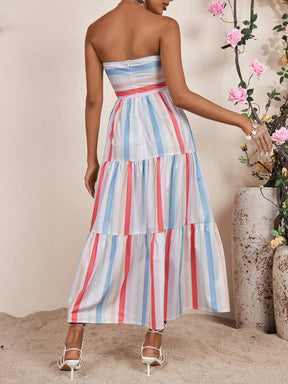 Vestido Longo Listrado Modelo Turquia