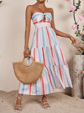 Vestido Longo Listrado Modelo Turquia