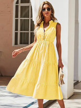 Vestido Midi Listrado Amarelo Constança