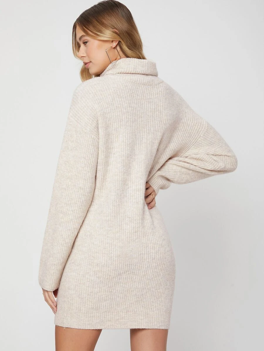 Vestido Tricot De Manga Bege Paris