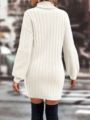 Vestido Tricot De Manga Branco