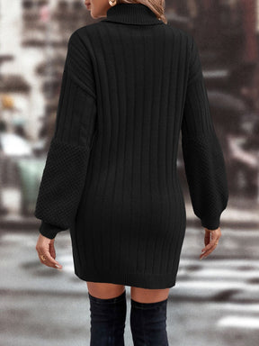 Vestido Tricot De Manga Preto