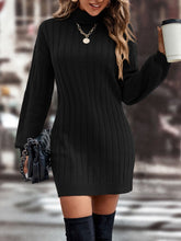 Vestido Tricot De Manga Preto