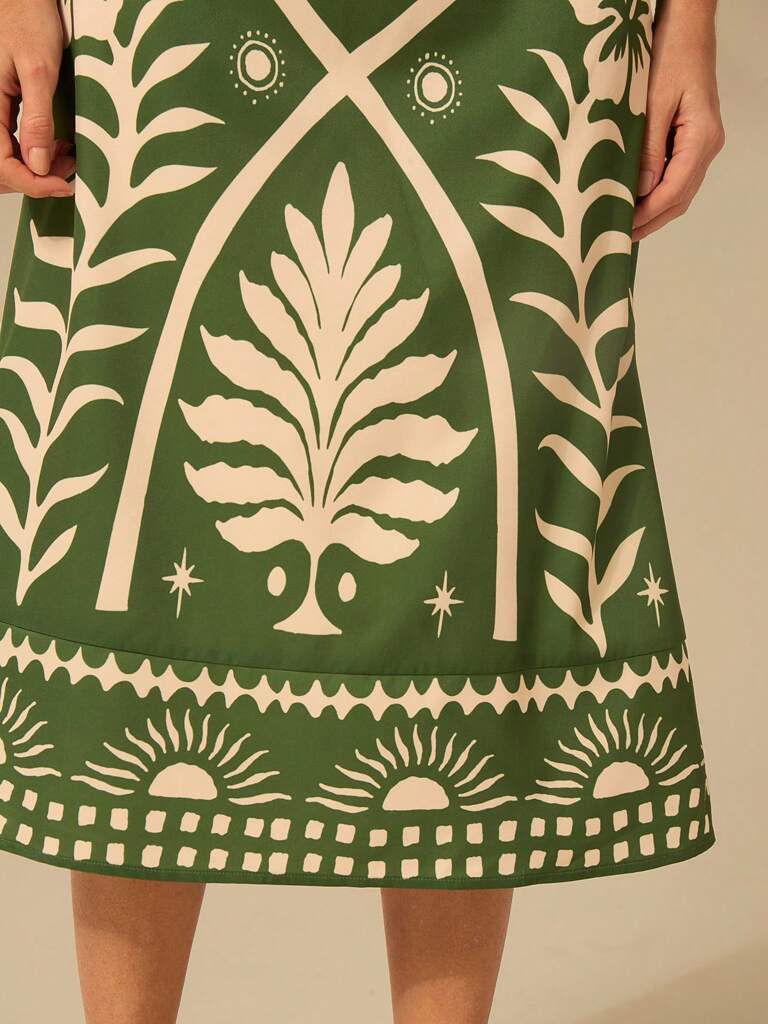 Vestido Curto Manga Bufante Verde Modelo Catarine