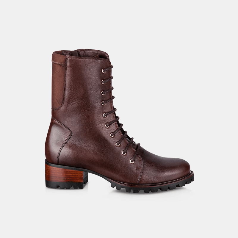 Bota Coturno Feminina Couro Café