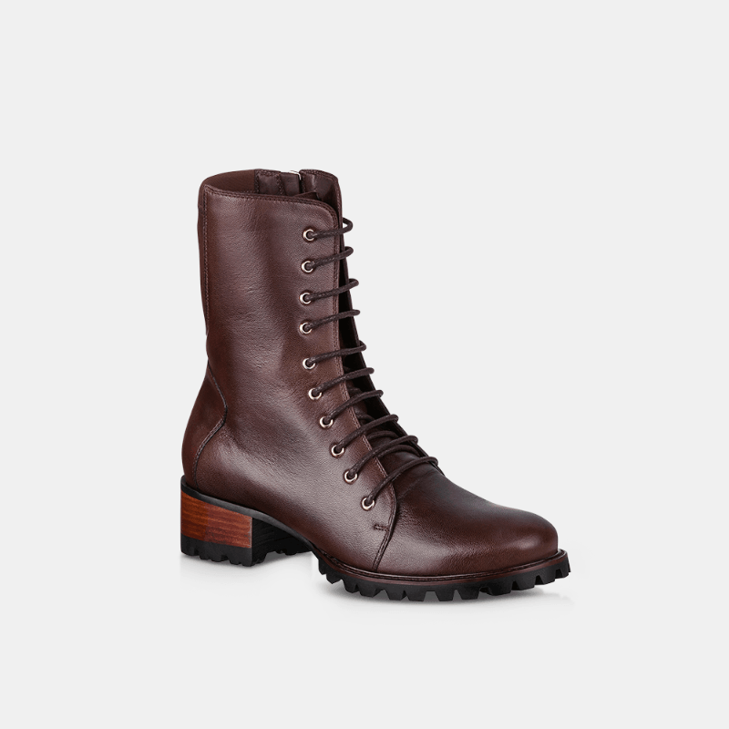 Bota Coturno Feminina Couro Café