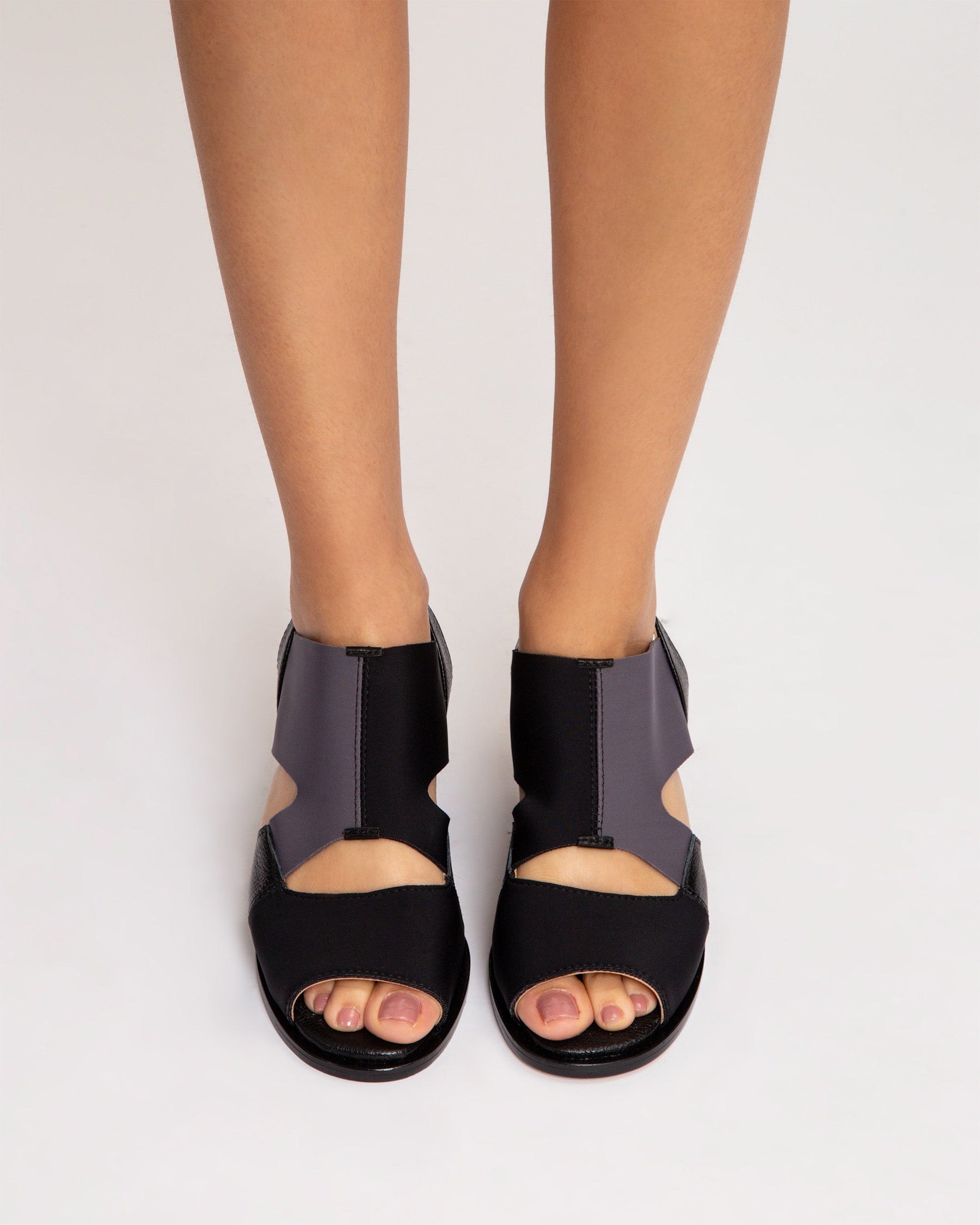 Sandália Salto Médio Elastano Duo