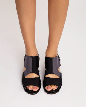 Sandália Salto Médio Elastano Duo
