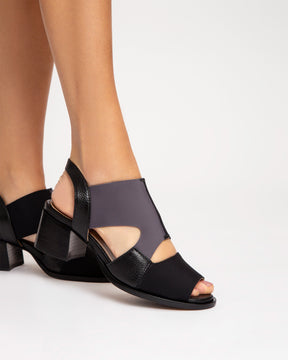 Sandália Salto Médio Elastano Duo