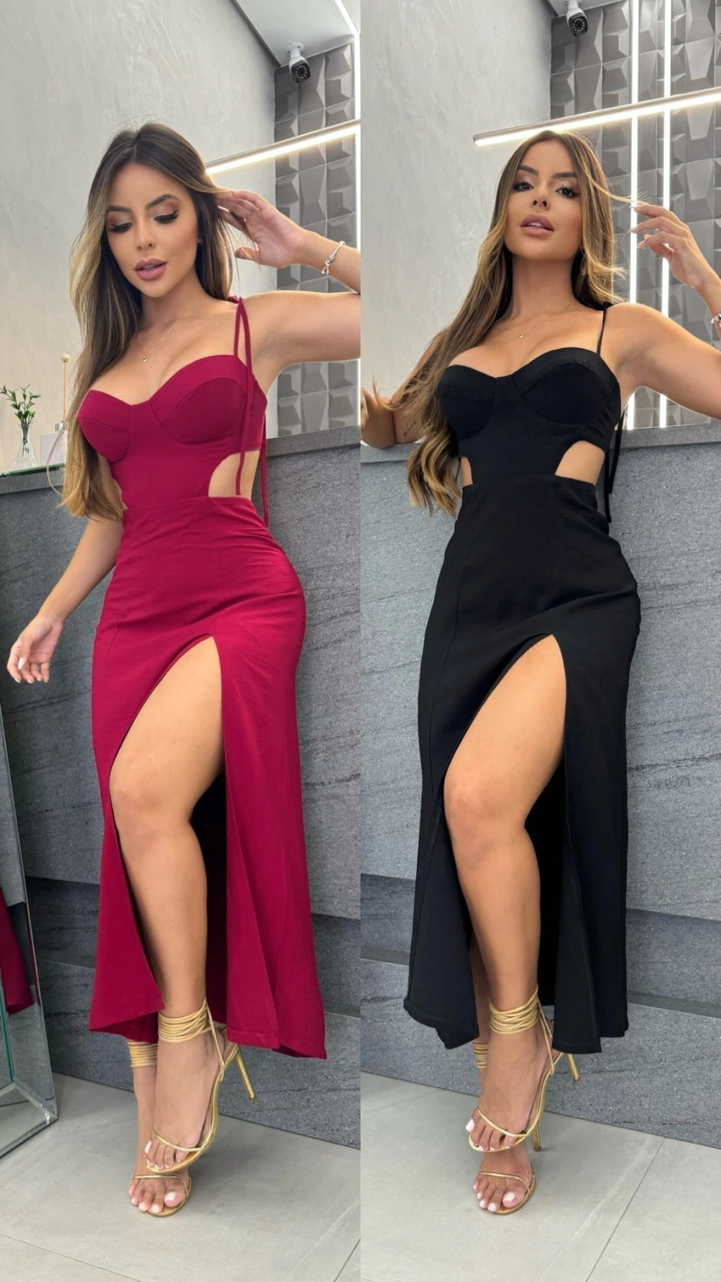 Vestido Midi com Fenda Lateral