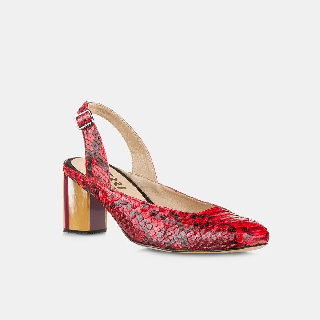 Scarpin Python Marchetaria Cereja