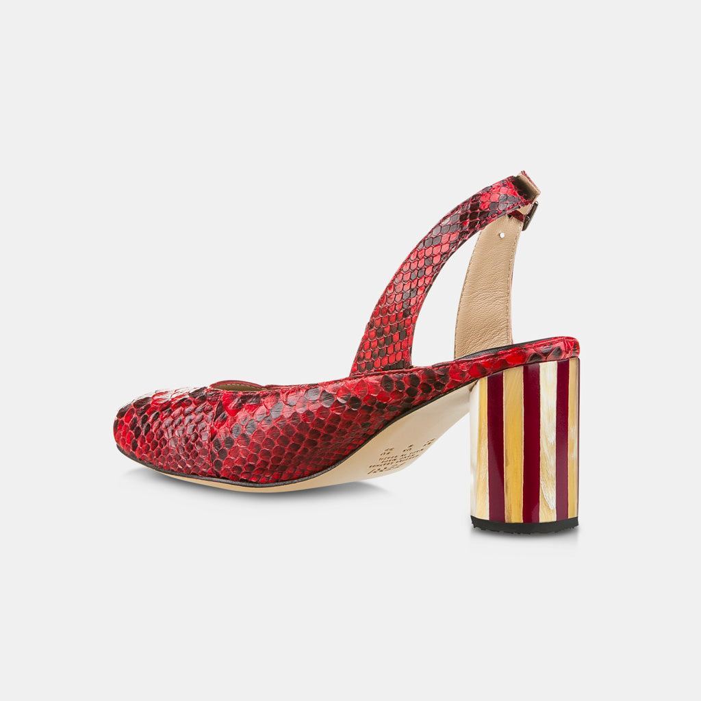 Scarpin Python Marchetaria Cereja